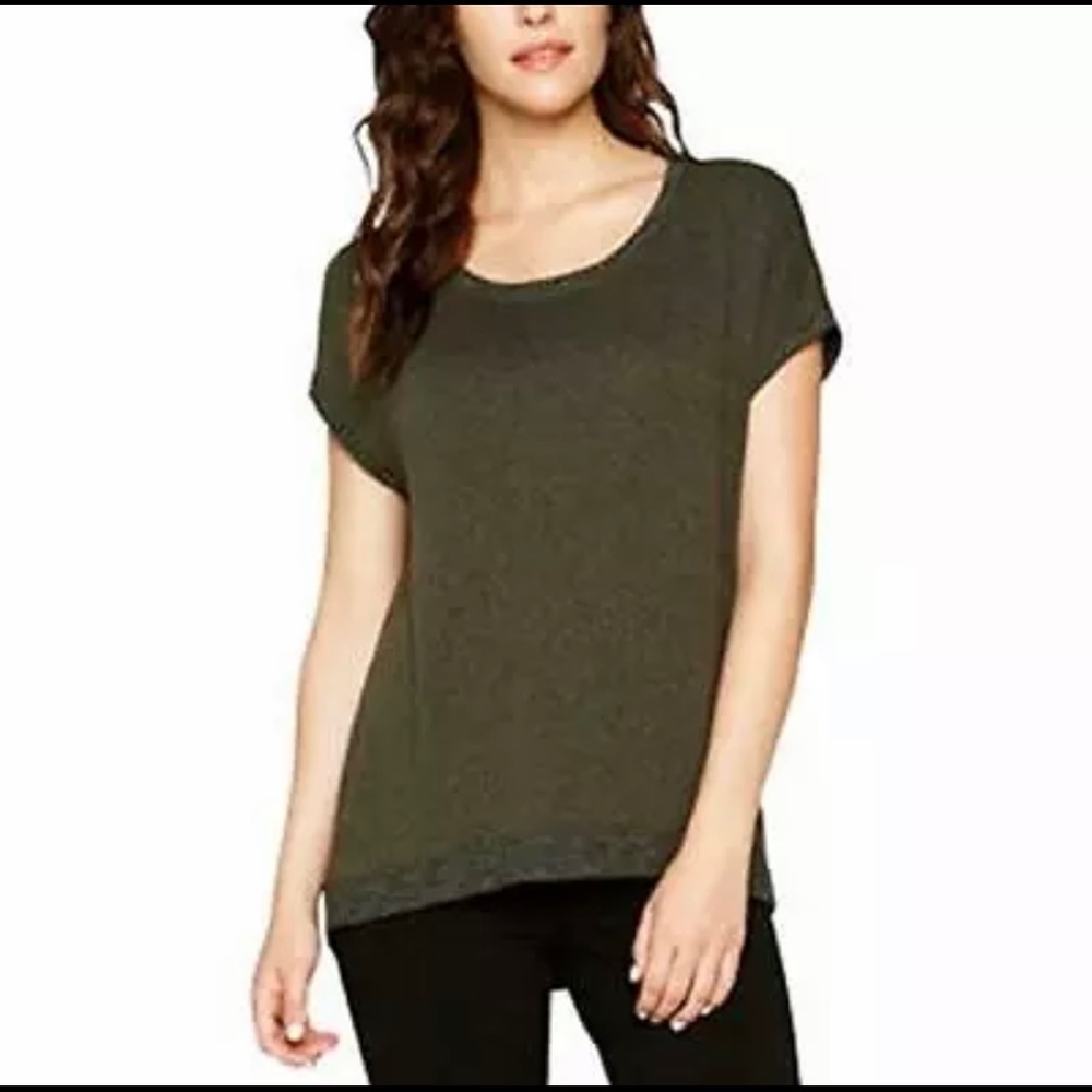 Matty M Women’s Short Sleeve Zipper Back High Lo Hem Shirt Top Size Small
